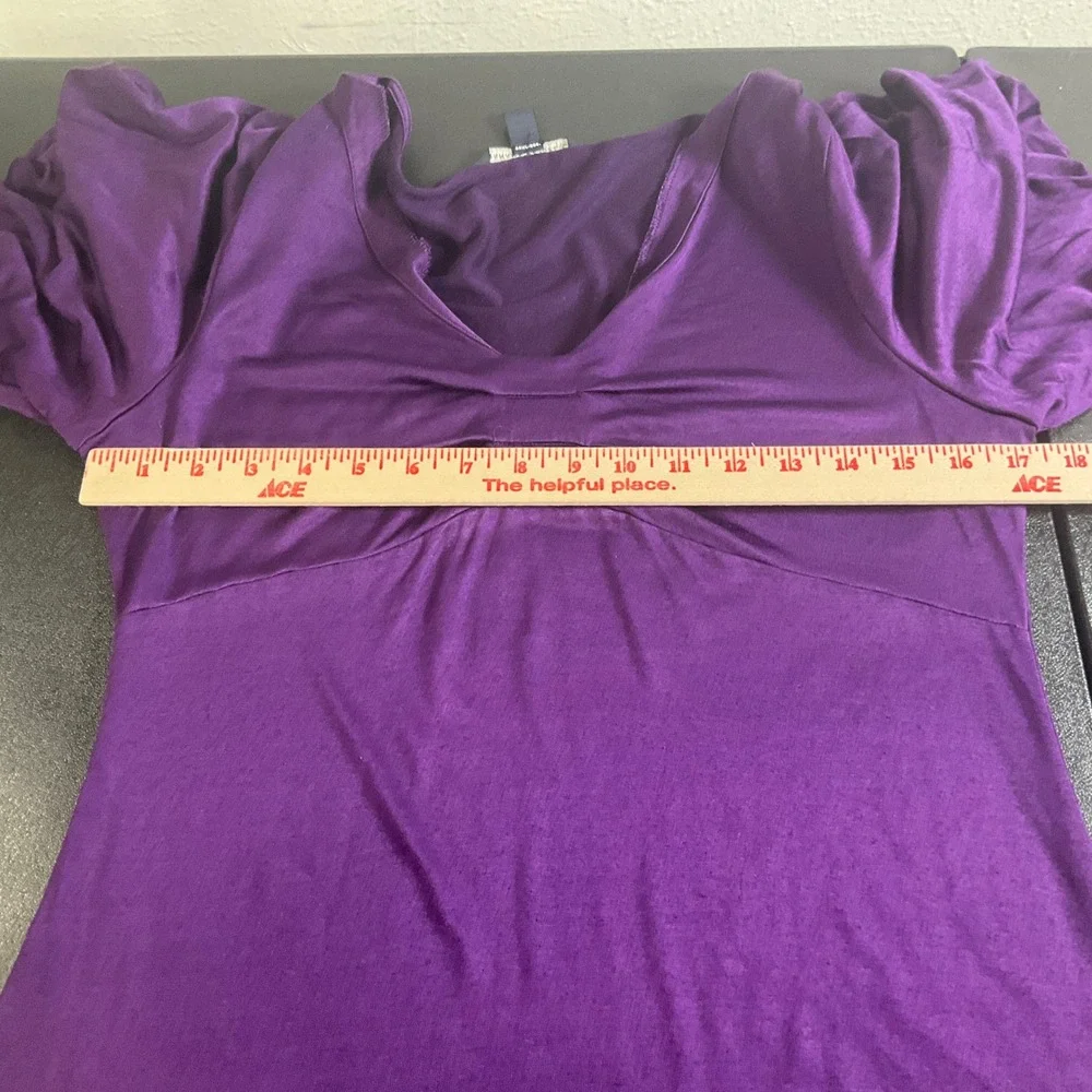 Banana Republic Top Sz‎ L Womens Purple Babydoll V Neck Fariy Romantic Feminine